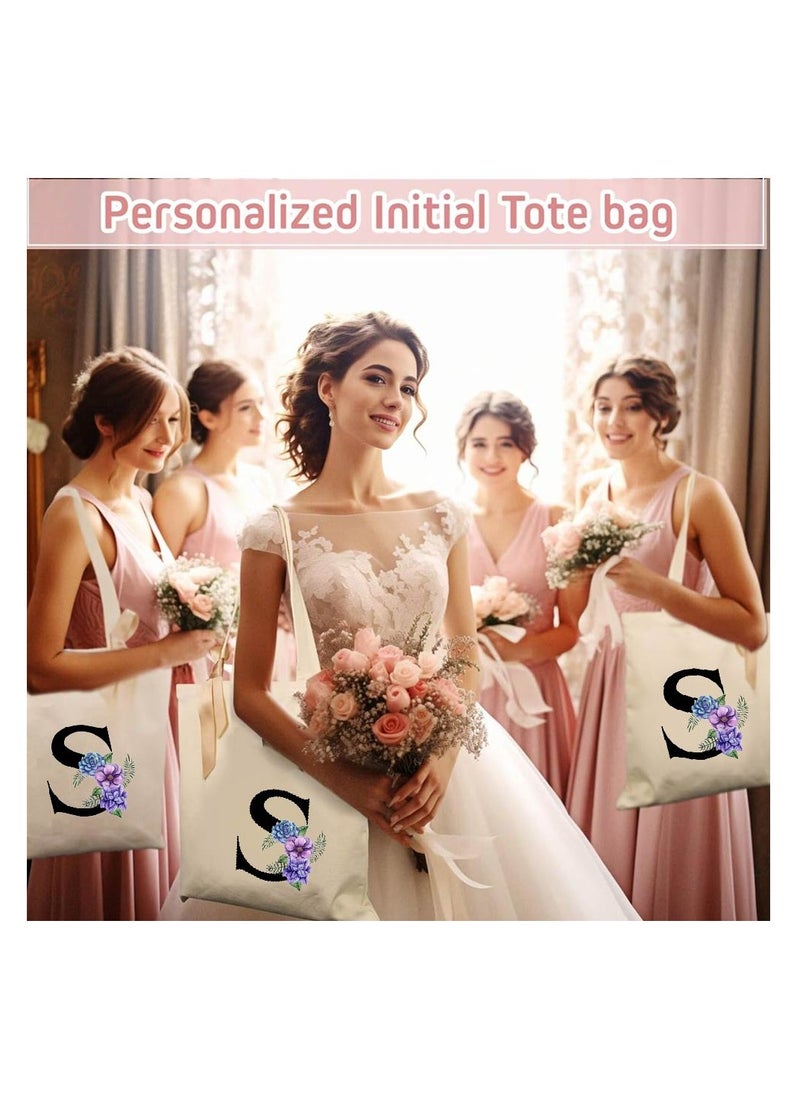 PRINTSHOP4ME Initial Letters Canvas Cotton Tote Bag, Cosmetic Pouch, and Stainless Steel Travel Mug - A Stylish Pack of 3 Combo Set for Girls - Gift for wedding - Gifts for girls - Gift for friends  - Image 5