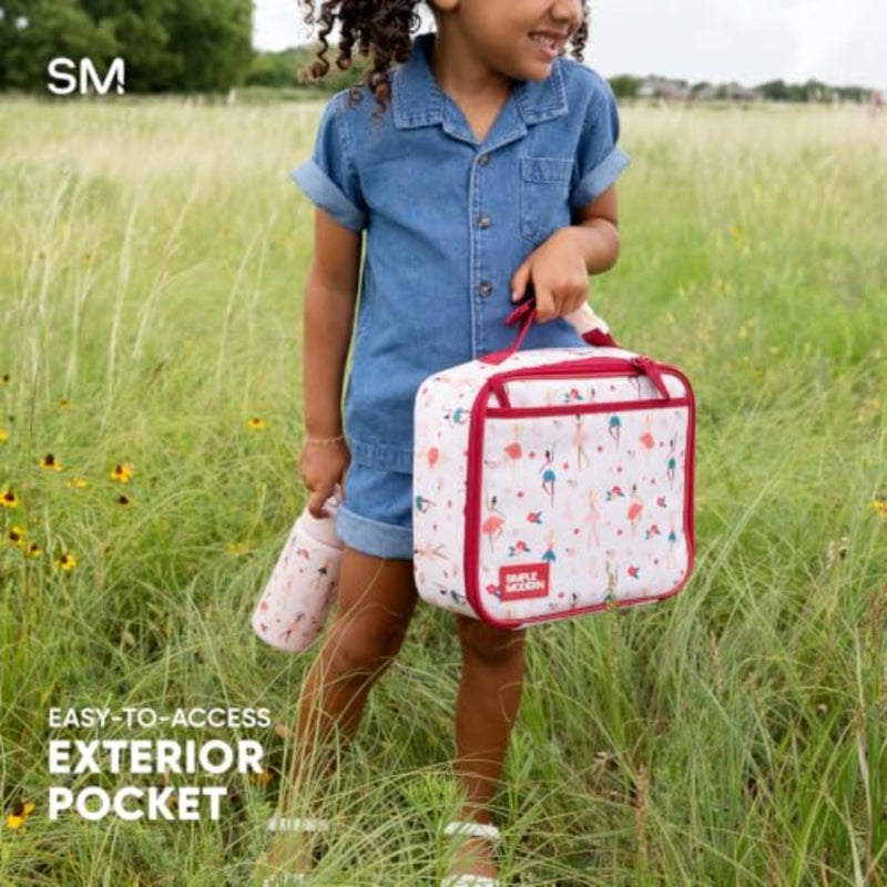 lunch box for toddler: insulated reusable Spider-Man themed bag with exterior and interior pockets, blue-red color, lightweight durable polyester, fits bento boxes and meal containers - Image 5
