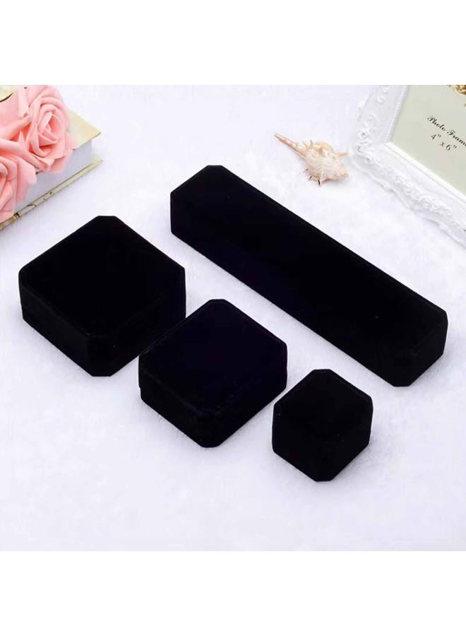 FAYADA Velvet Ring Box Classical Ring Bearer Case Earring Jewelry Gift Box for Engagement,Proposal,Wedding, Birthday and Anniversary,Black - Image 3