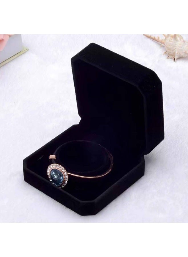 FAYADA Velvet Ring Box Classical Ring Bearer Case Earring Jewelry Gift Box for Engagement,Proposal,Wedding, Birthday and Anniversary,Black - Image 2
