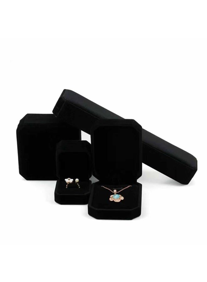 FAYADA Velvet Ring Box Classical Ring Bearer Case Earring Jewelry Gift Box for Engagement,Proposal,Wedding, Birthday and Anniversary,Black - Image 4