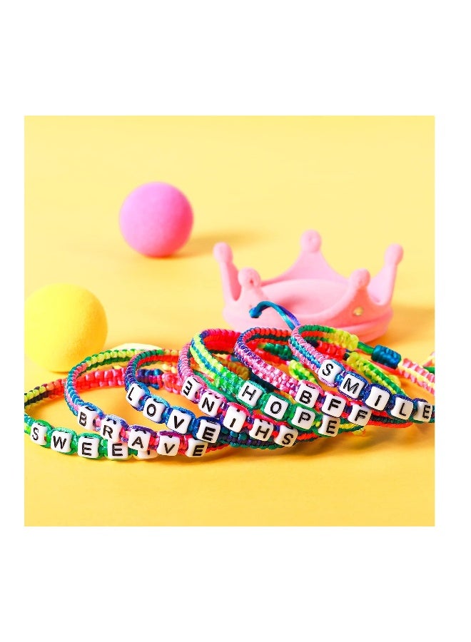 Cute Adjustable Multicolor Friendship Bracelets for Girls 12 Pcs Toddler Letter Beads Jewelry Gift  - Image 4