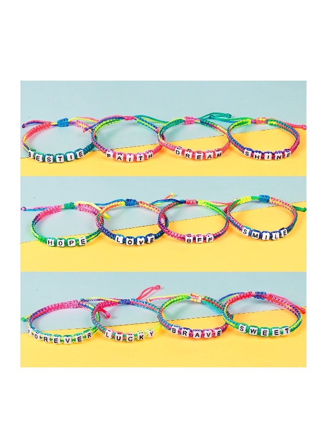 Cute Adjustable Multicolor Friendship Bracelets for Girls 12 Pcs Toddler Letter Beads Jewelry Gift  - Image 5