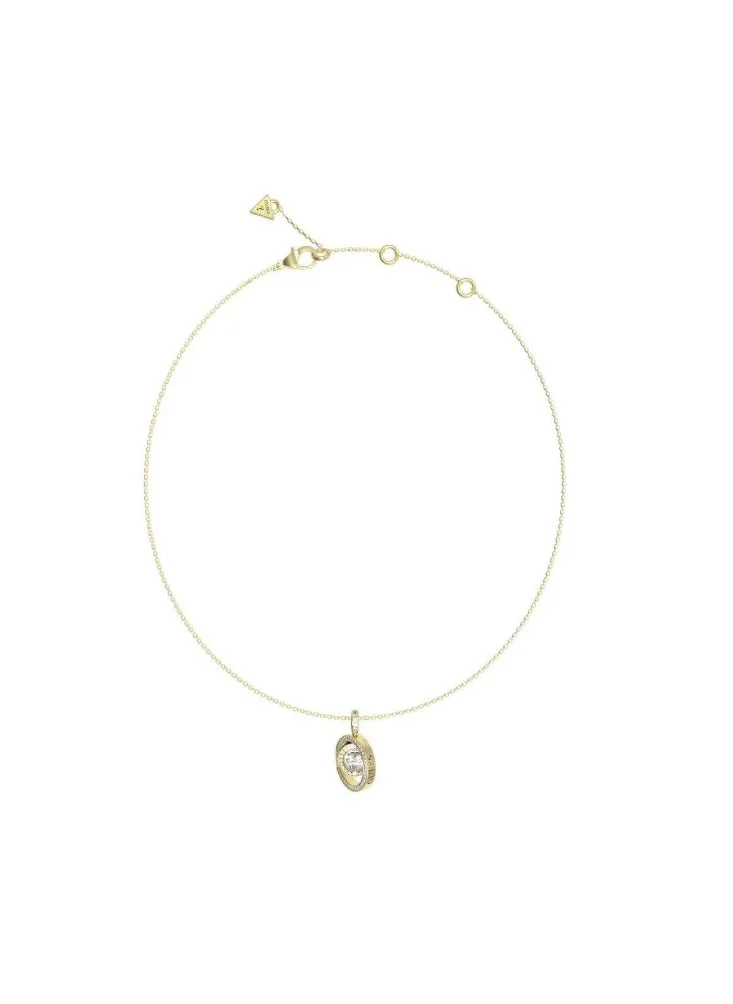 جس 16-18" Two Circle Heart Crys Short Necklace