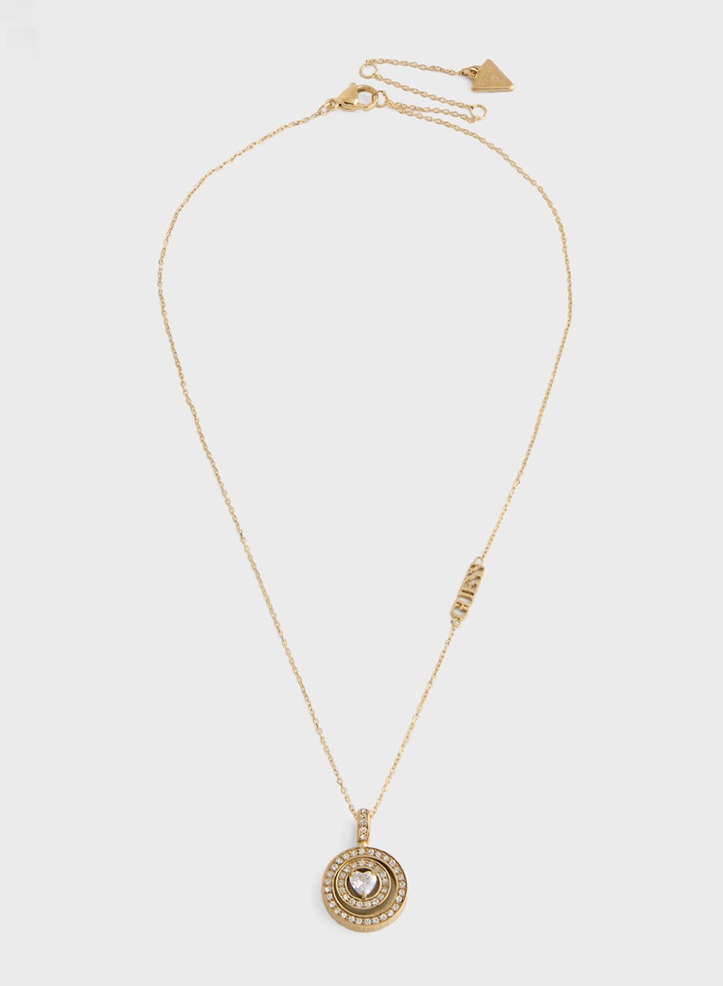 GUESS 16-18" Two Circle Heart Crys Short Necklace - Image 1