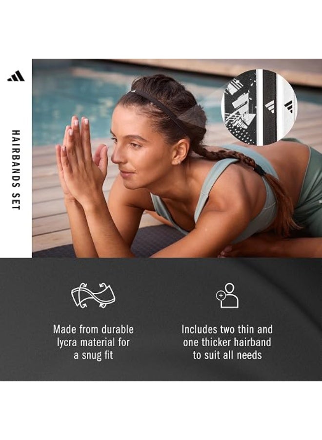 Adidas Graphic Print Hairbands Set - Black & White, One Size (Multi-Pack) - Image 3