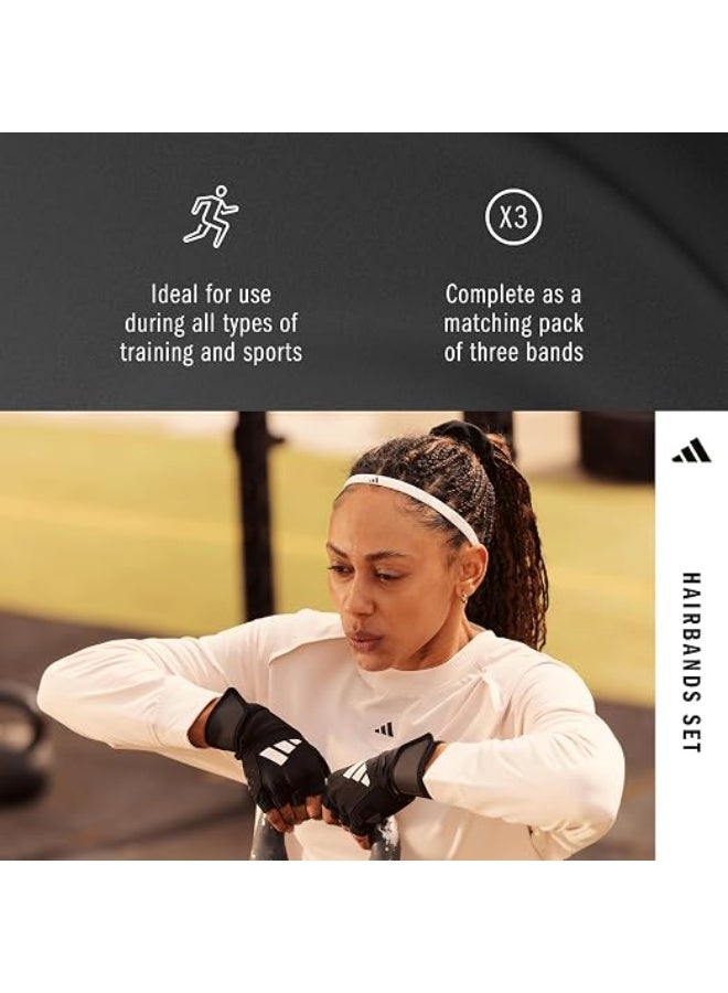 Adidas Graphic Print Hairbands Set - Black & White, One Size (Multi-Pack) - Image 2