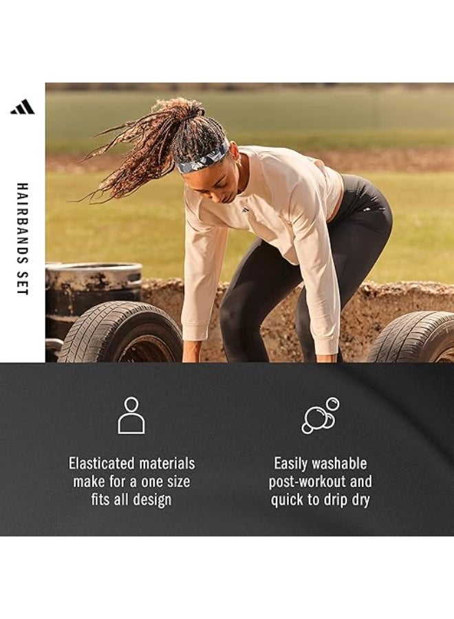 Adidas Graphic Print Hairbands Set - Black & White, One Size (Multi-Pack) - Image 5