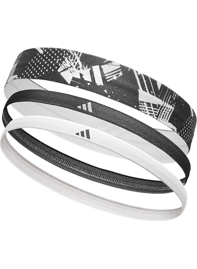 Adidas Graphic Print Hairbands Set - Black & White, One Size (Multi-Pack) - Image 1