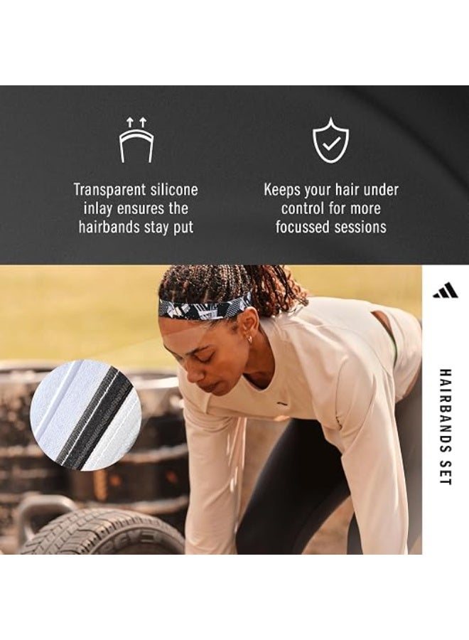 Adidas Graphic Print Hairbands Set - Black & White, One Size (Multi-Pack) - Image 4