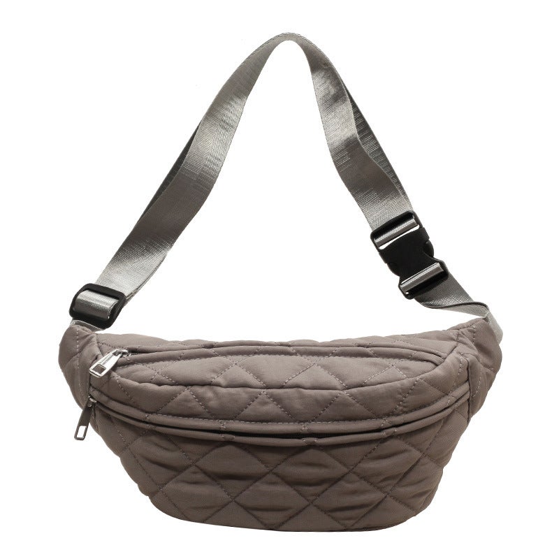 Rui Ying Puff Waist Bag Women'S New Winter Lingge Women'S Waist Bag Texped Western Style Girl Crossbody Bag Casual Chest Bag - Image 1