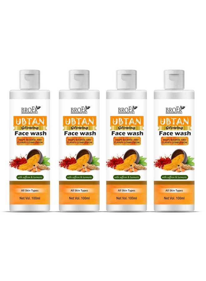 BROER Ubtan Face Wash, Infused with Turmeric & Saffron For Tan removal and Skin brightening, For Men and Women, (pack of 4) 400ml - Image 1