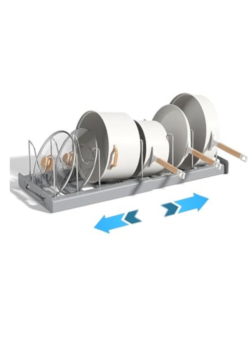 عربست درج حامل غطاء وعاء قابل للتوسع ، مطبخ منظم الغطاء ، غير انزلاق ، حجم قابل للتعديل ، درج منظم وعاء مع 7 حاملين للمطبخ ، المكتب ، المطاعم (الرمادي) - Image 1