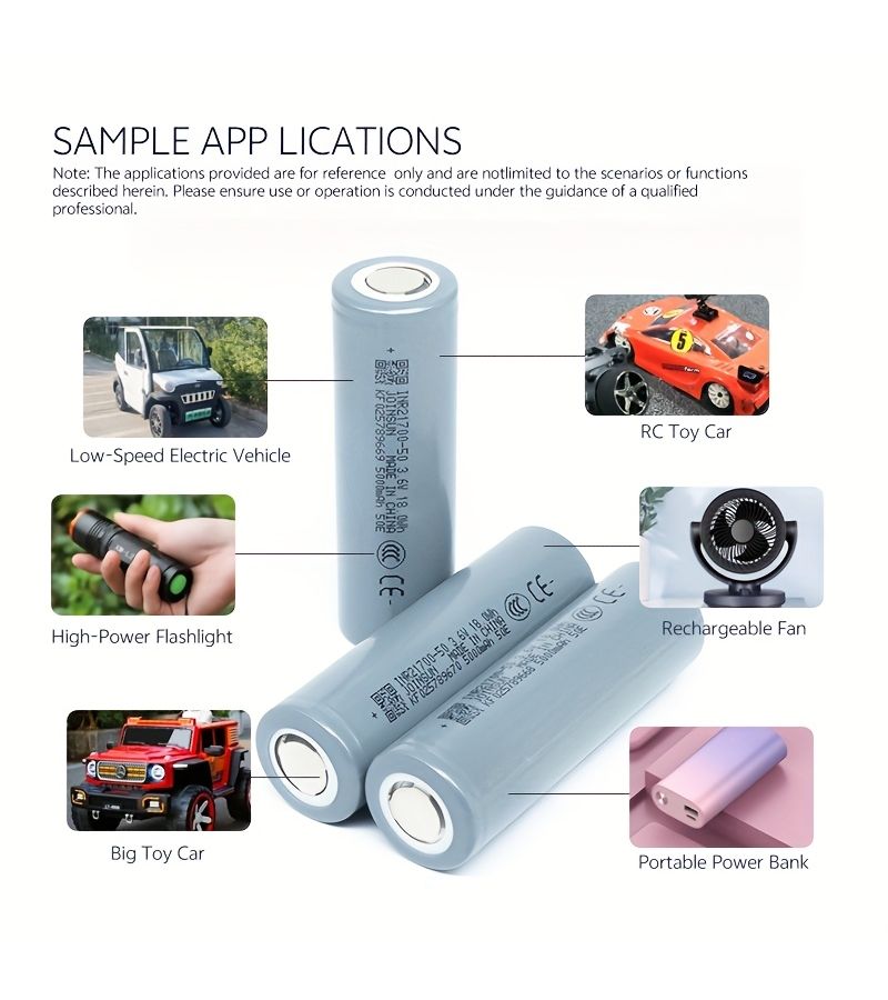 8pcs 21700 Flat Top Lithium Battery Large Capacity 5000mAh 3.6V Rechargeable - Image 1