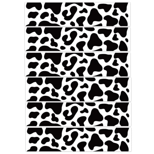 Fukaisu 6pcs Cow Print Edible Cake Borders 28x62cm1102x244 Inch Cute Edible Wrap Strips PreCut Glutinous Rice Paper Birthday Cake Decorations Cow Theme Birthday Party Decor Supplies - Image 1