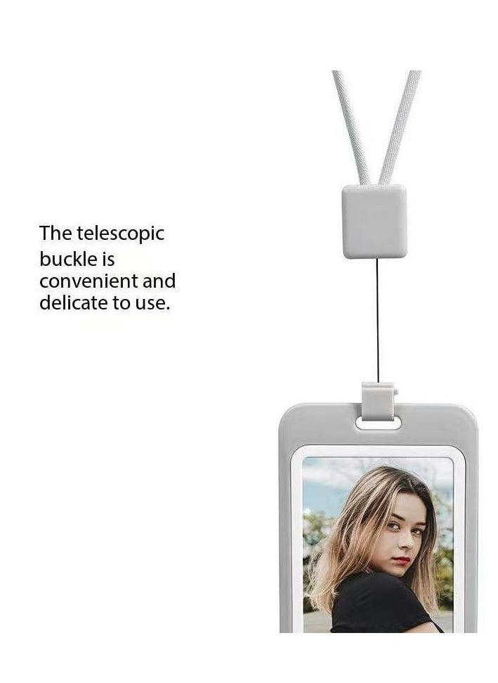 OUYoo OUYoo 2Pcs ID Badge Holder with Double-Sided Windows Landscape orientation Hard Plastic Case Black Card Protector Pouch for Office School ID Credit Cards Proximity Key Cards Driver’s Licenses and Passes  - Image 5