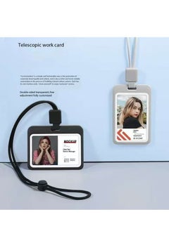 OUYoo OUYoo 2Pcs ID Badge Holder with Double-Sided Windows Landscape orientation Hard Plastic Case Black Card Protector Pouch for Office School ID Credit Cards Proximity Key Cards Driver’s Licenses and Passes  - Image 2