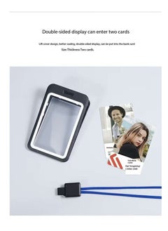 OUYoo OUYoo 2Pcs ID Badge Holder with Double-Sided Windows Landscape orientation Hard Plastic Case Black Card Protector Pouch for Office School ID Credit Cards Proximity Key Cards Driver’s Licenses and Passes  - Image 3
