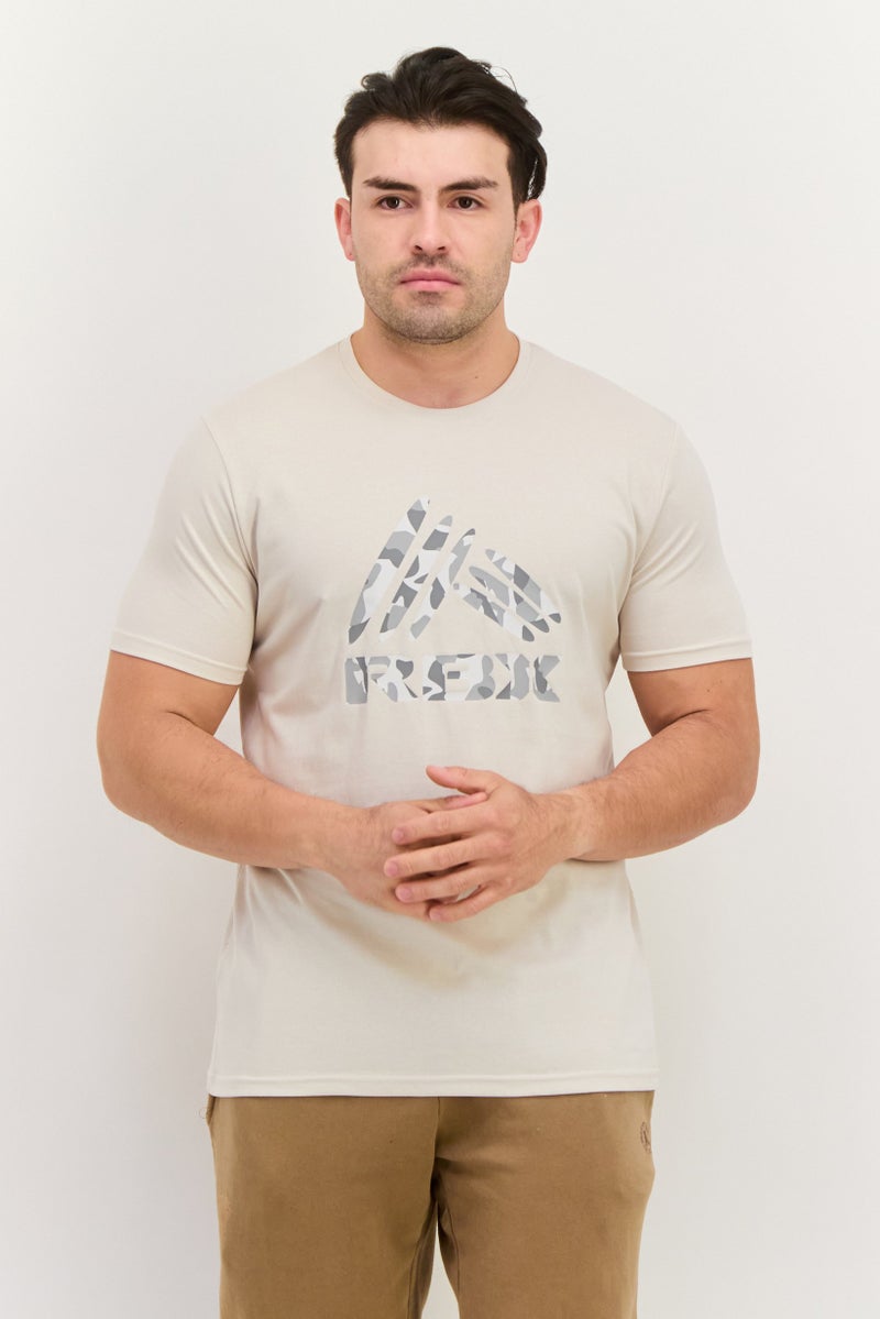 RBX Men Sportswear Fit Short Sleeves Outdoor T-Shirt, Beige  - Image 1