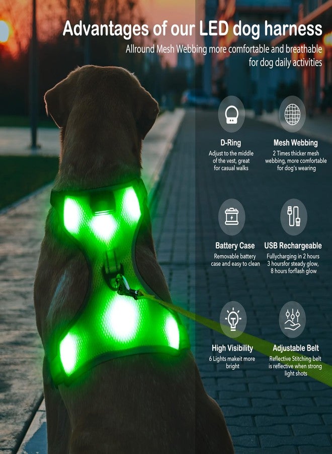 حزام صدر مضيء للكلاب من ويسايبر - حزام صدر مضيء للكلاب بإضاءة LED، سترة مضيئة قابلة للتعديل للحيوانات الأليفة، أضواء أمان للكلاب للمشي الليلي (أخضر، صغير) - Image 2