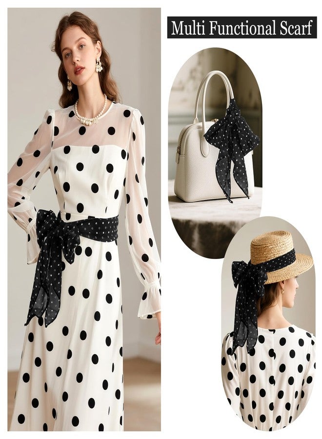 E-Clover Neck Scarf for Women Fashion Head Scarves for Women Lightweight Scarf for Handbag Hat, Black, standard - Image 4