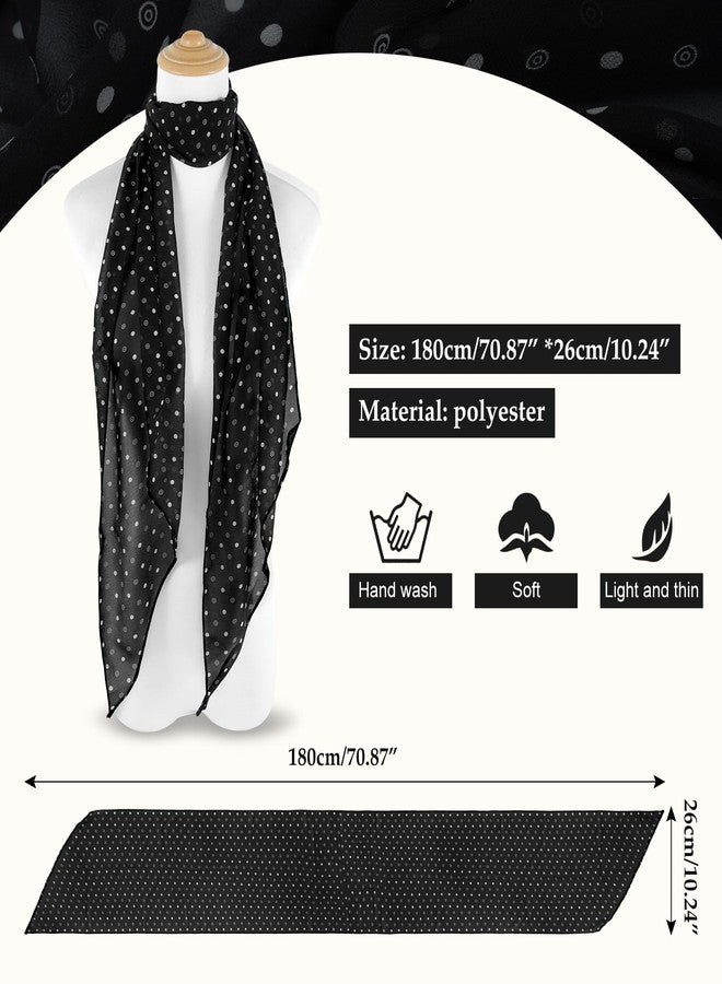 E-Clover Neck Scarf for Women Fashion Head Scarves for Women Lightweight Scarf for Handbag Hat, Black, standard - Image 2
