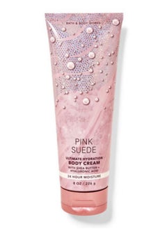 White Barn Bath & Body Works Pink Suede 3 Piece Bundle Spray Body Cream Shower Gel Full Size And Hello Gorgeous Gift Bag.  - Image 3