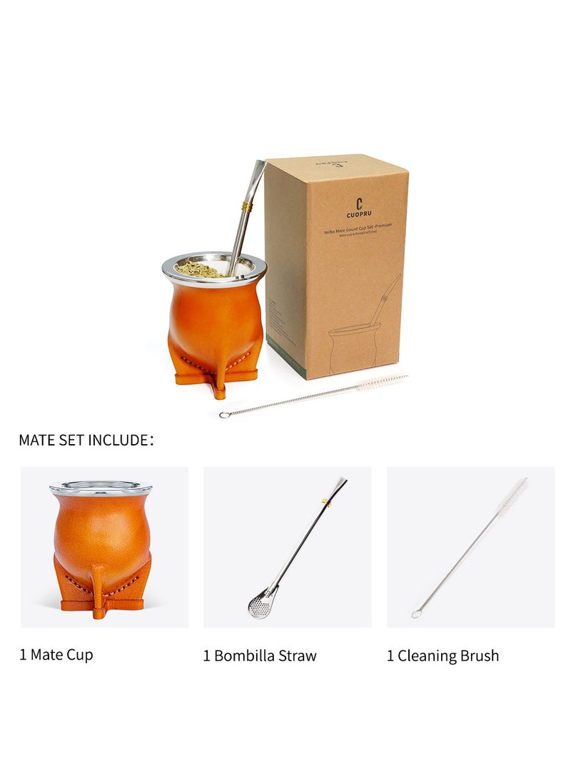 كوبرو كوب يربا ماتيه بطبقة خارجية من الجلد وبطانة داخلية من السيراميك مع  شفاطة وفرشاة تنظيف - Image 2