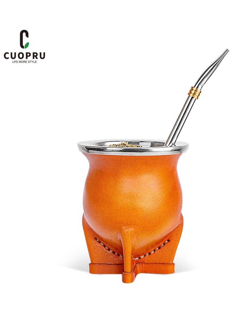 Yerba mate tea cup, leather outer layer, ceramic lining, with straw and cleaning brush - pzsku/Z9BAF24EF6A0688929251Z/45/_/1714212896/0478e335-f1f4-4b7b-ac8c-a4e06d54a783