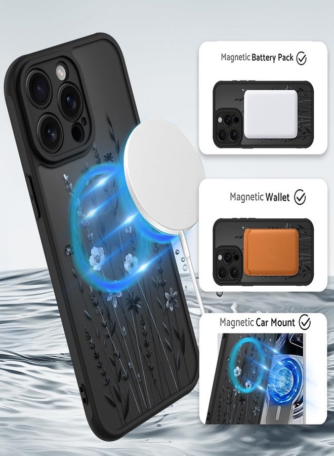 OOK Case for iPhone 15 Pro 6.1 Inch (Compatible with MagSafe) Blue Floral Flowers Translucent Phone Cover Soft TPU + Hard PC Anti-Scratch Shockproof Magnetic Case for Women - Image 2