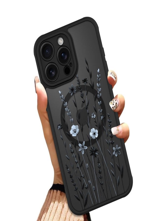 OOK Case for iPhone 15 Pro 6.1 Inch (Compatible with MagSafe) Blue Floral Flowers Translucent Phone Cover Soft TPU + Hard PC Anti-Scratch Shockproof Magnetic Case for Women - Image 1