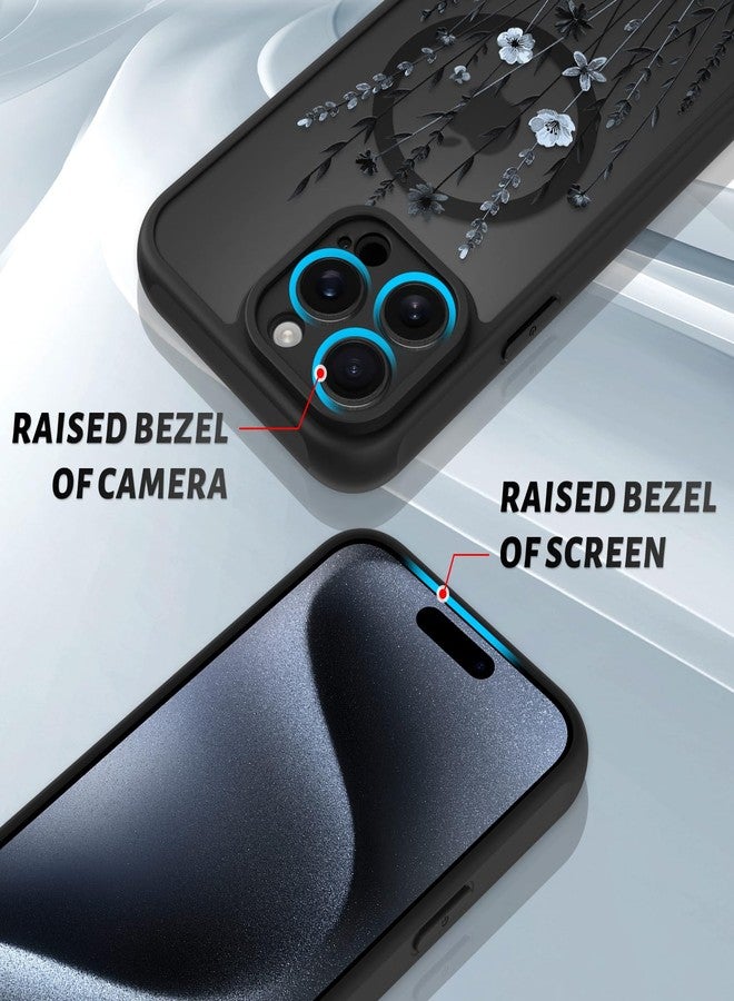 OOK Case for iPhone 15 Pro 6.1 Inch (Compatible with MagSafe) Blue Floral Flowers Translucent Phone Cover Soft TPU + Hard PC Anti-Scratch Shockproof Magnetic Case for Women - Image 3