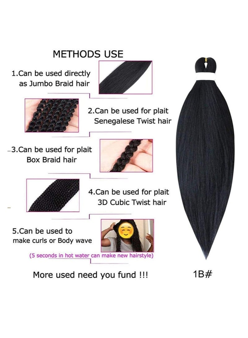 إستيل وصلات شعر صناعية مشدودة مسبقًا بطول 66.36 سم، ضفائر شعر احترافية من ياكي، أنماط كروشيه، ألياف كانيكالون 100%، مقاومة للعرق، متينة وسهلة التضفير، أسود 8 قطع - Image 4