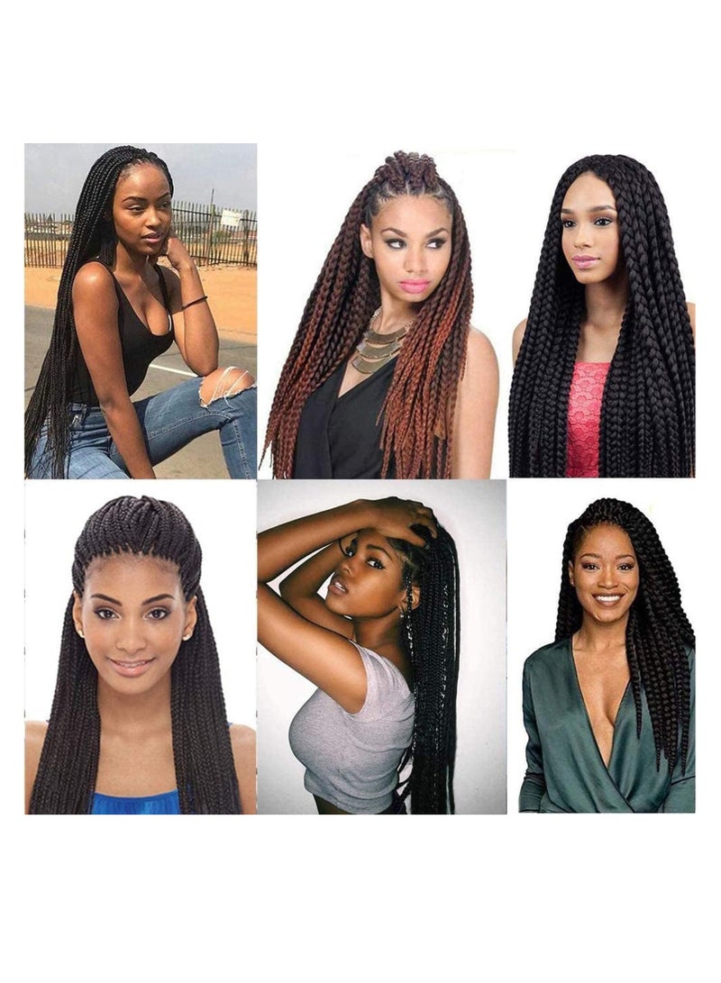 إستيل وصلات شعر صناعية مشدودة مسبقًا بطول 66.36 سم، ضفائر شعر احترافية من ياكي، أنماط كروشيه، ألياف كانيكالون 100%، مقاومة للعرق، متينة وسهلة التضفير، أسود 8 قطع - Image 5