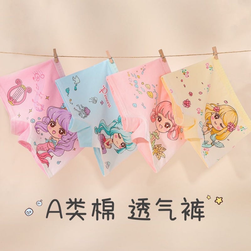 Girls' Pure Cotton Boxer Shorts Baby Infant Little Girl Middle-Aged Children Primary School Students Boxer Briefs Without Pp - Image 3