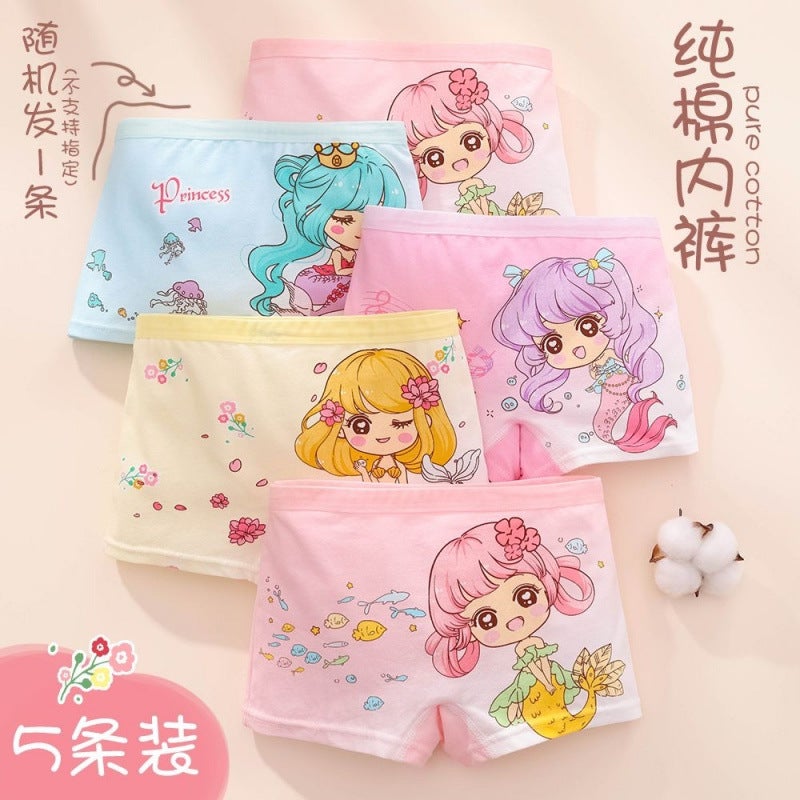 Girls' Pure Cotton Boxer Shorts Baby Infant Little Girl Middle-Aged Children Primary School Students Boxer Briefs Without Pp - Image 2