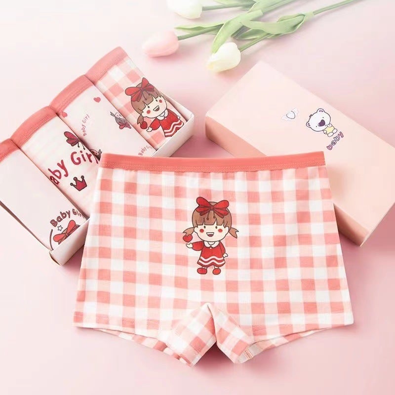 Girls' Pure Cotton Boxer Shorts Baby Infant Little Girl Middle-Aged Children Primary School Students Boxer Briefs Without Pp - Image 1