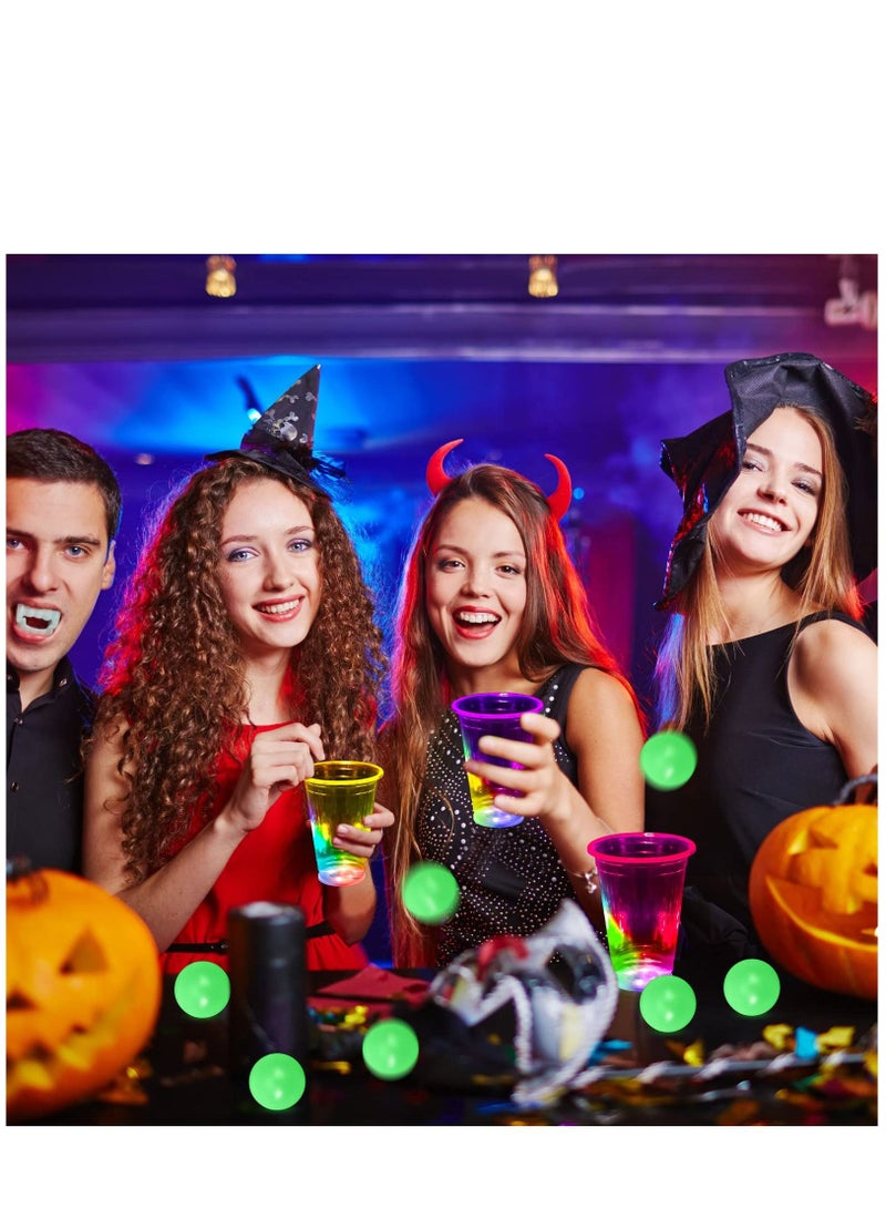 KASTWAVE 30 Pcs Glow in the Dark Cup Set Include 16 oz LED Plastic Clear Disposable Cups Glowing Pongs Horror Stickers for Party Beverage Pong Game Birthdays Concerts Party Holidays - Image 4