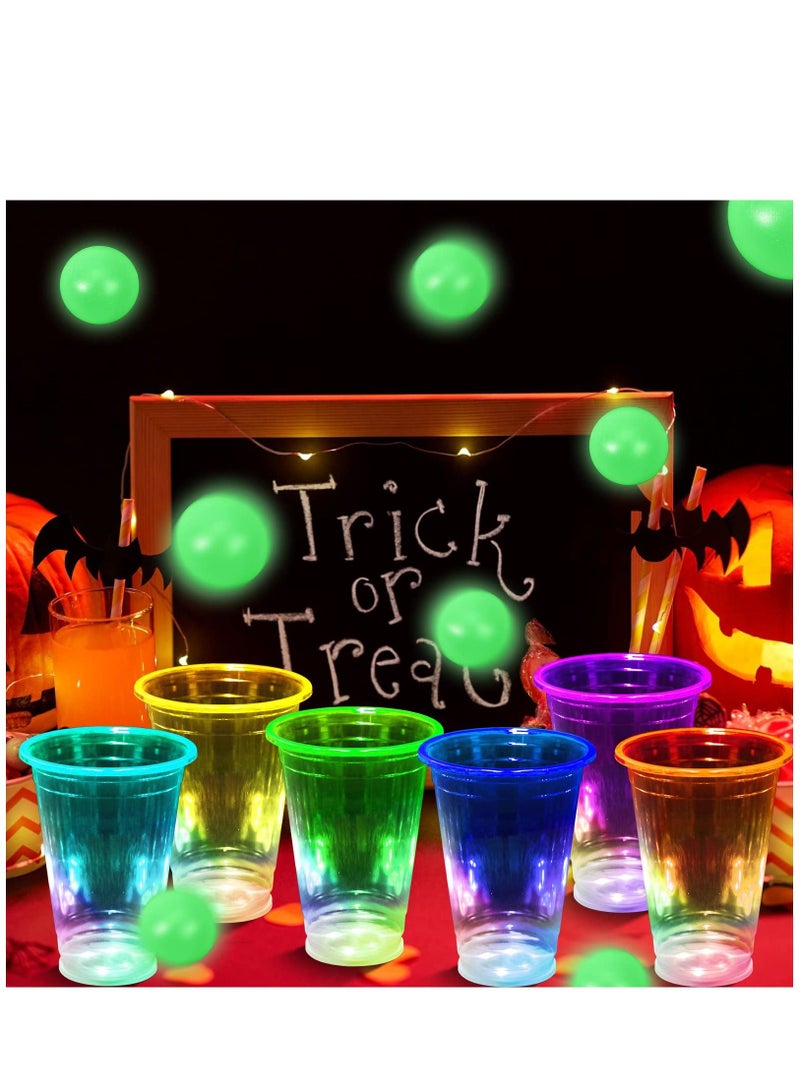 KASTWAVE 30 Pcs Glow in the Dark Cup Set Include 16 oz LED Plastic Clear Disposable Cups Glowing Pongs Horror Stickers for Party Beverage Pong Game Birthdays Concerts Party Holidays - Image 5