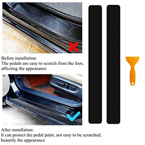 Kelenate® (Black) 4Pcs 23.6Inch Car Door Sill Protector, Automotive Door Sill Scuff Plate Film Carbon Fiber Vinyl Wrap Stickers, Anti Scratch Entry Guard Compatible with Vitara Brezza - Image 4