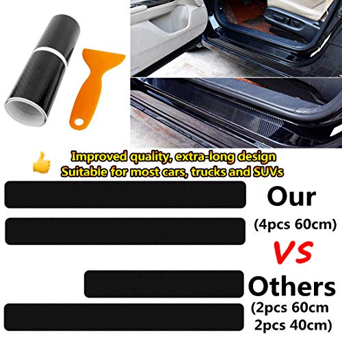 Kelenate® (Black) 4Pcs 23.6Inch Car Door Sill Protector, Automotive Door Sill Scuff Plate Film Carbon Fiber Vinyl Wrap Stickers, Anti Scratch Entry Guard Compatible with Vitara Brezza - Image 3