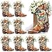 Dunzoom 12 Set Western Cowboy Boots Flower Boxes Vase Centerpieces Brown Water Color Boot Shape Gift Boxes Western Theme Party Favor for Rodeo Birthday Shower Garden Tea Party Wedding Supplies - Image 2