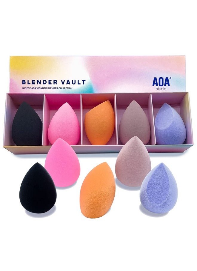AOA STUDIO - Beauty Makeup Sponge Blender Multiple Combo Set For Gift Makeup Blender Latex Free And High Definition Set Of 5 For Powder Cream And Liquid - Image 1