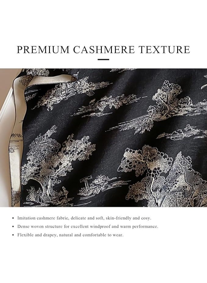 سكارف باشمينا ناعم للنساء، يمكن لفه، متعدد الاستخدامات، شال بطانية، سكارف كبير، شال يمكن للارتداء في المساء بتصميم بطانية، رداء بونشو مفتوح من الأمام من شو داي - Image 2