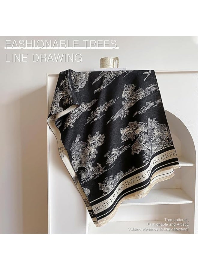 سكارف باشمينا ناعم للنساء، يمكن لفه، متعدد الاستخدامات، شال بطانية، سكارف كبير، شال يمكن للارتداء في المساء بتصميم بطانية، رداء بونشو مفتوح من الأمام من شو داي - Image 3