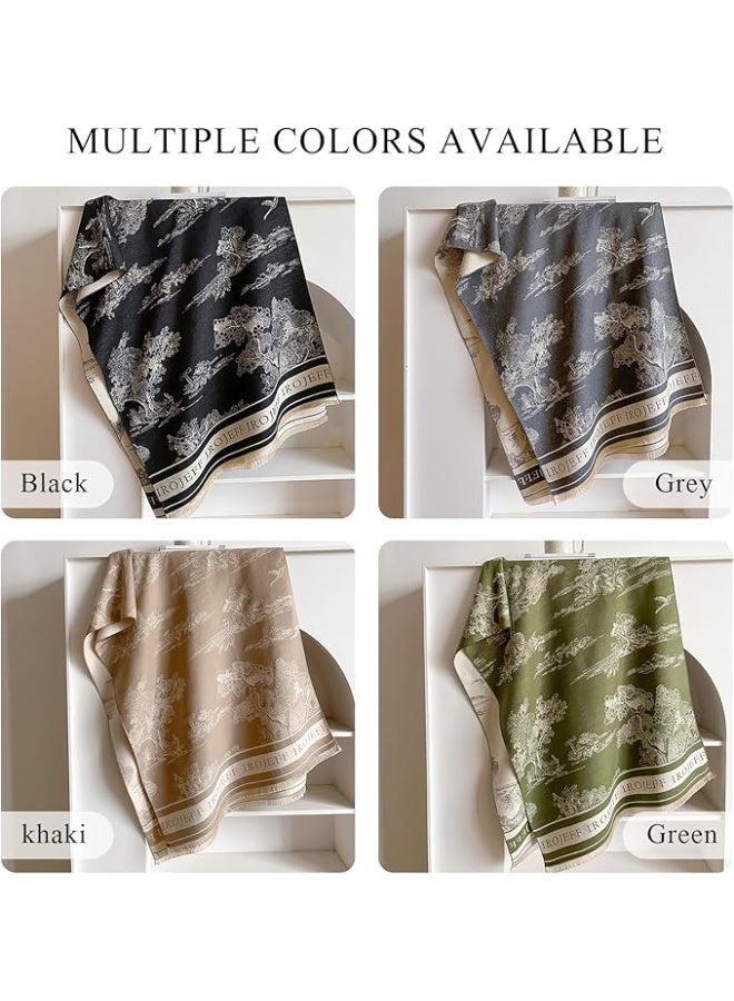 سكارف باشمينا ناعم للنساء، يمكن لفه، متعدد الاستخدامات، شال بطانية، سكارف كبير، شال يمكن للارتداء في المساء بتصميم بطانية، رداء بونشو مفتوح من الأمام من شو داي - Image 4