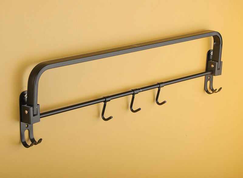 iSTAR Folding Towel Rack/Towel Stand/Towel Hanger/Rack Shelf for Bathroom/Bathroom Accessories (24 Inch, Black)(Stainless Steel) - Image 3