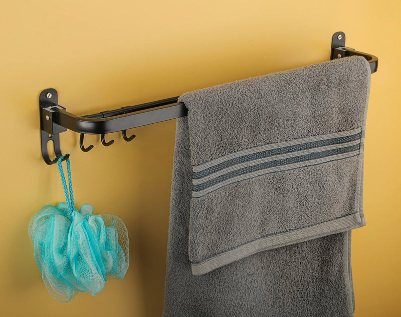 iSTAR Folding Towel Rack/Towel Stand/Towel Hanger/Rack Shelf for Bathroom/Bathroom Accessories (24 Inch, Black)(Stainless Steel) - Image 4