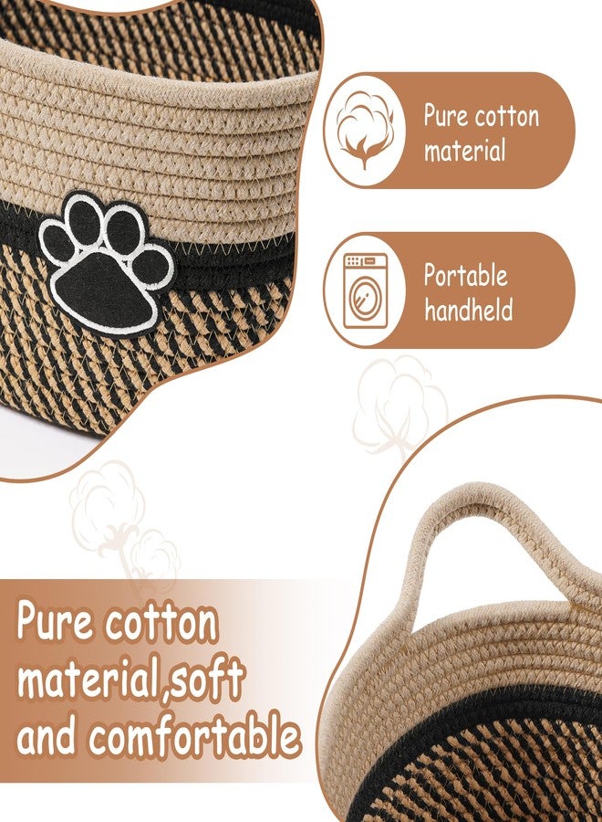 STOBSK Small Woven Baskets for Organizing Rope Storage Basket with Handle Cute Cotton Nursery Gift Dog Toy Bins Organizer-Black&Beige - Image 2