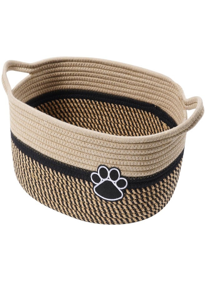 STOBSK Small Woven Baskets for Organizing Rope Storage Basket with Handle Cute Cotton Nursery Gift Dog Toy Bins Organizer-Black&Beige - Image 1